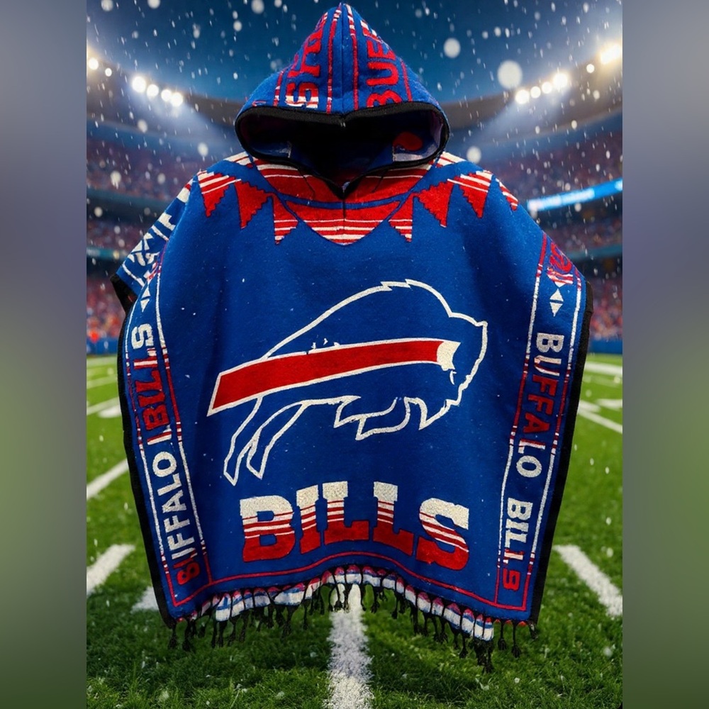 Buffalo Bills Custom Made Thick Poncho Serape